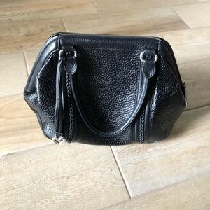 Brighton black leather bowler bag